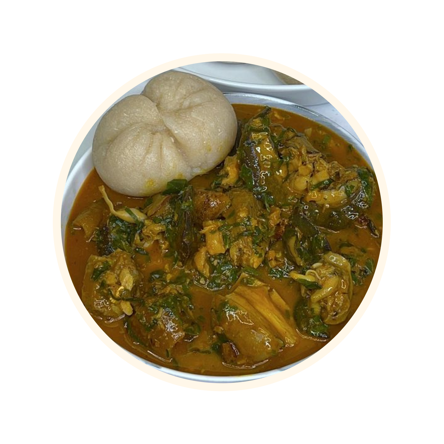 Ogbona with pounded yam or Eba